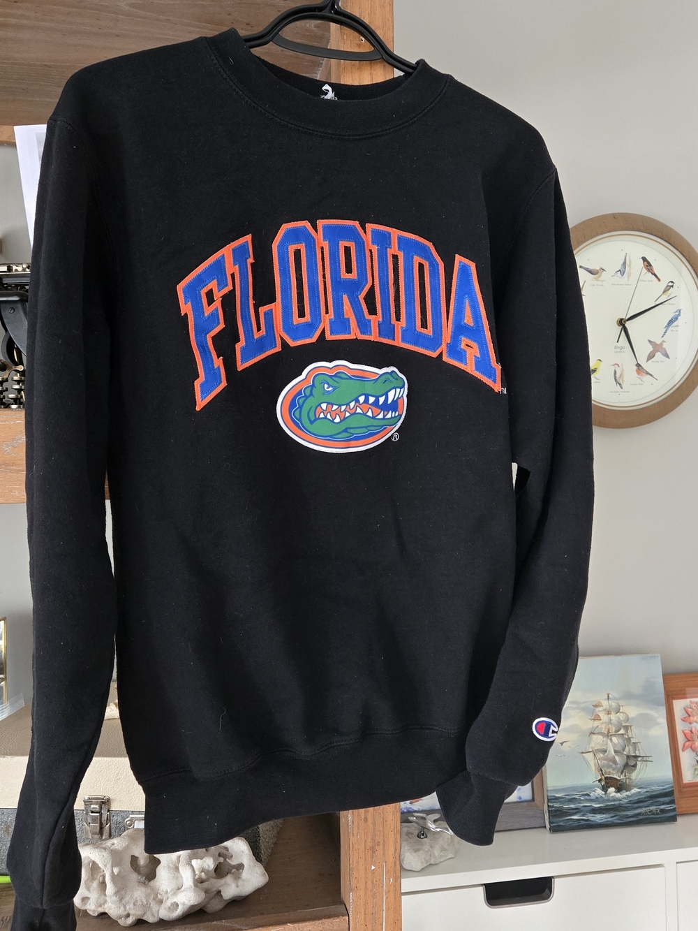 Champion Florida Gators Women's Black Crewneck with Blue & Orange Applique